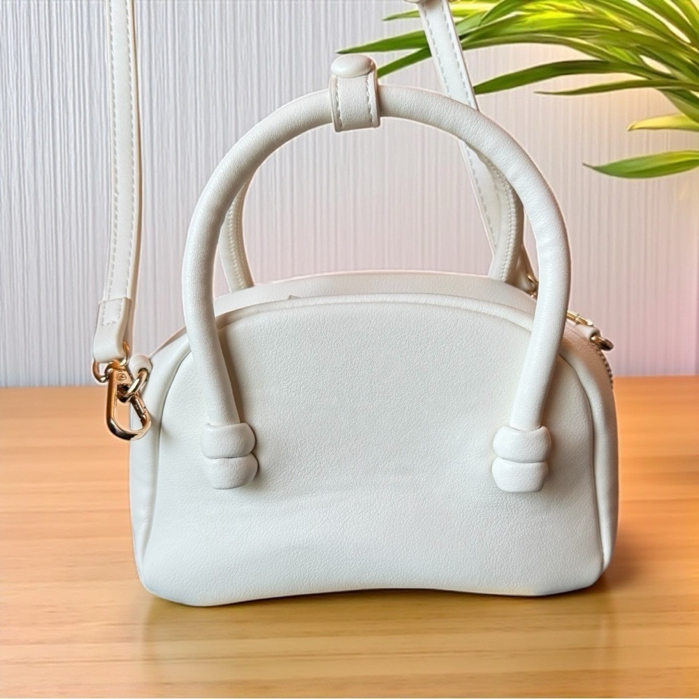 Anthropologie White Mini Top Handle Crossbody Bag – Gold Hardware - Picture 5 of 16